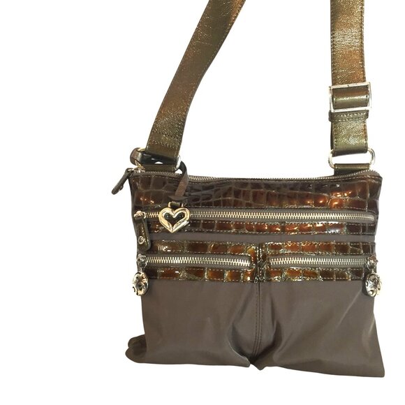 Brighton GoGo  Tan & Brown Lightweight Nylon Bag Front Pockets 431190 - Picture 5 of 9